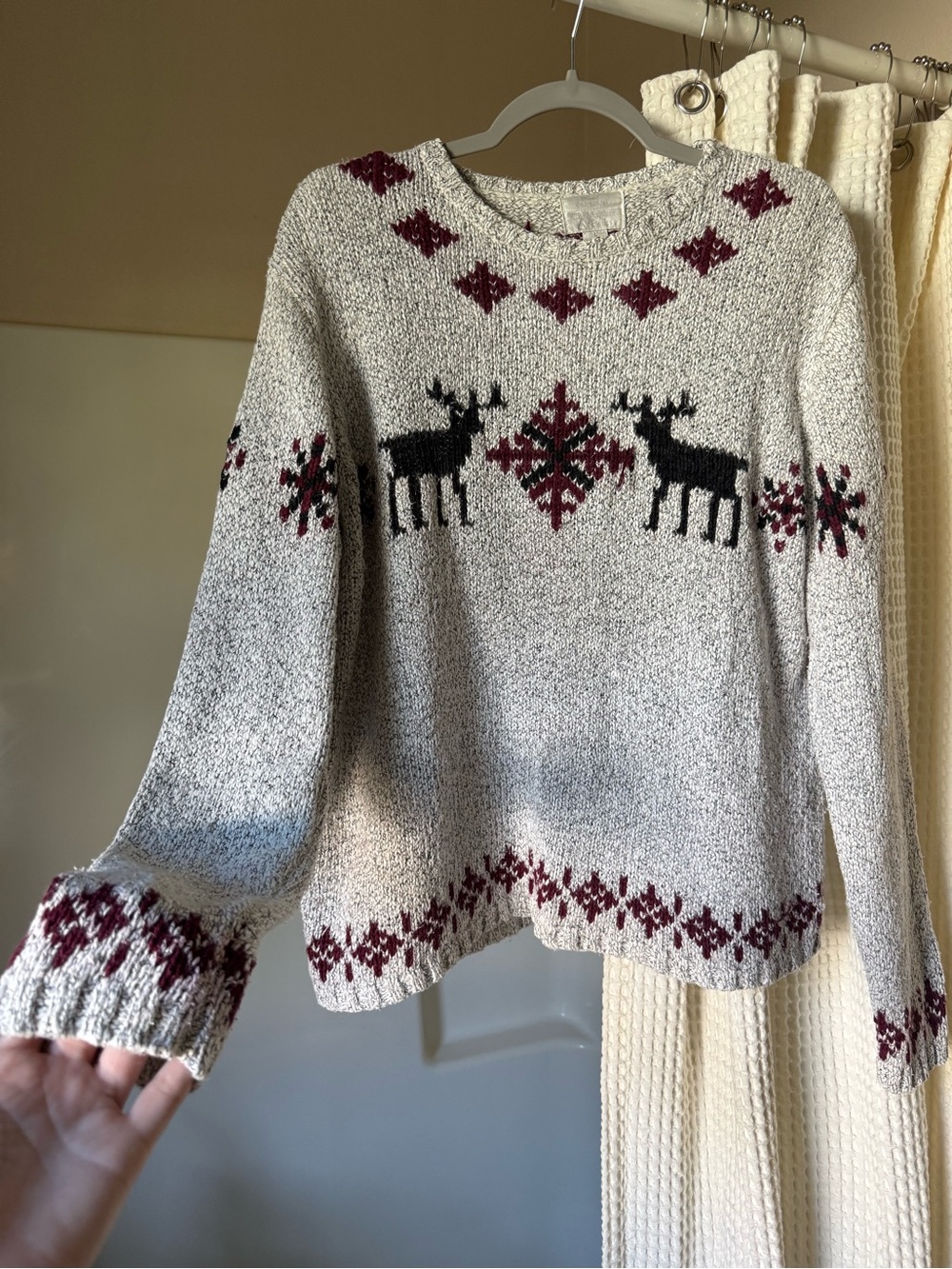 Cozy Cream Fair Isle Reindeer Sweater